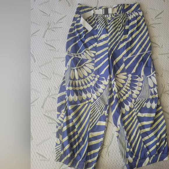 Blue and White Patterned Women's Pants Frok FREE PEOPLE - Picture 3 of 5